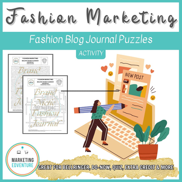 1004. Fashion Blog Journal Crossword & Word Search Puzzles