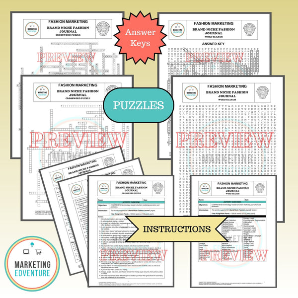 1004. Fashion Blog Journal Crossword & Word Search Puzzles