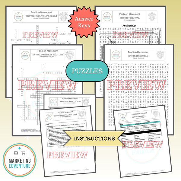 1004. Fashion Environmental Factors Crossword & Word Search Puzzles