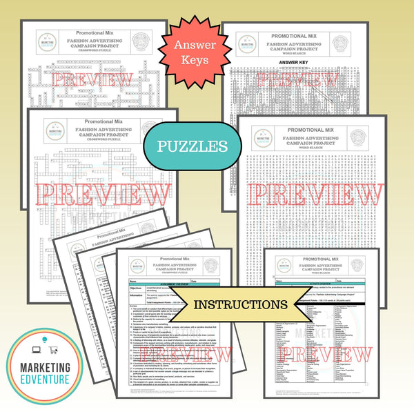 1004. Fashion Advertising Campaign Project Crossword & Word Search Puzzles