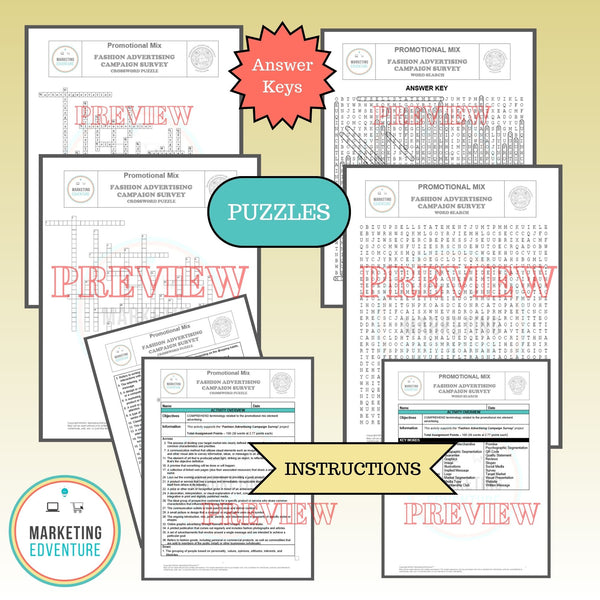 1004. Fashion Advertising Campaign Survey Crossword & Word Search Puzzles