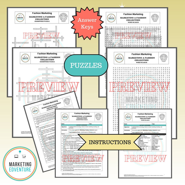 1004. Fashion Brand Marketing Plan Crossword & Word Search Puzzles