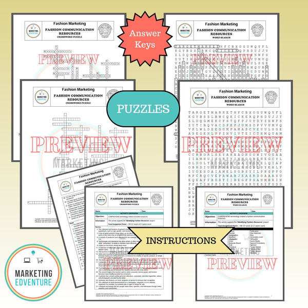 1004. Fashion Media Resources Crossword & Word Search Puzzles