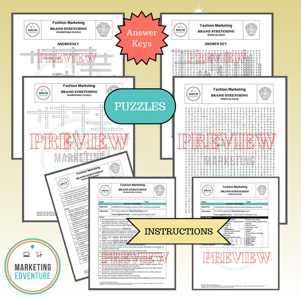 1004. Fashion Product Line Development Crossword & Word Search Puzzles