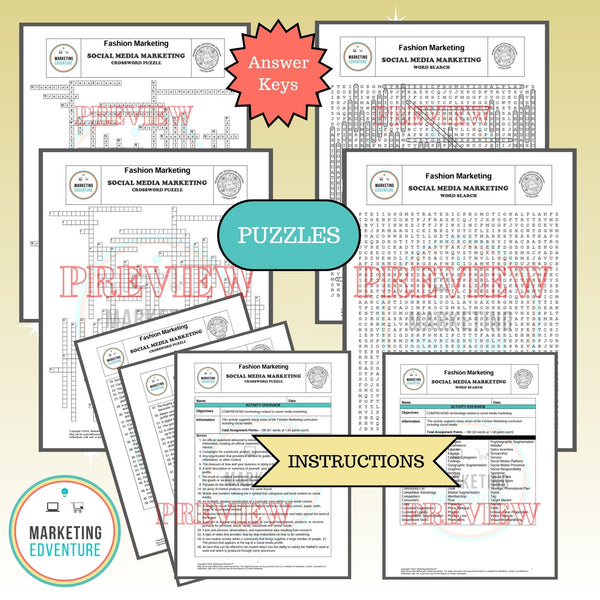 1004. Social Media Marketing Crossword & Word Search Puzzles